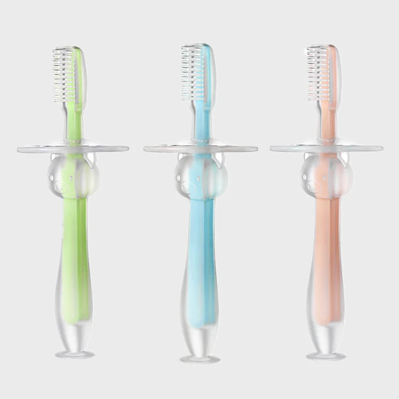Suction Cup Silicone Training Toothbrush for Baby Standable Child Toddler Mouth Cleaning Toothbrush with Safety Baffle Plate
Suction Cup Silicone Training Toothbrush for Baby Standable Child Toddler Mouth Cleaning Toothbrush with Safety Baffle Plate
