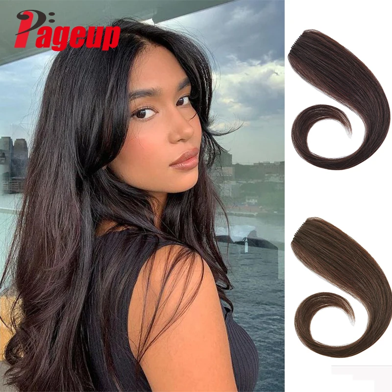 Net Celebrity Eight-character Air Bangs Wigs Jurchen Hair Natural Seamless Face Repair Invisible Deflection | Шиньоны и парики