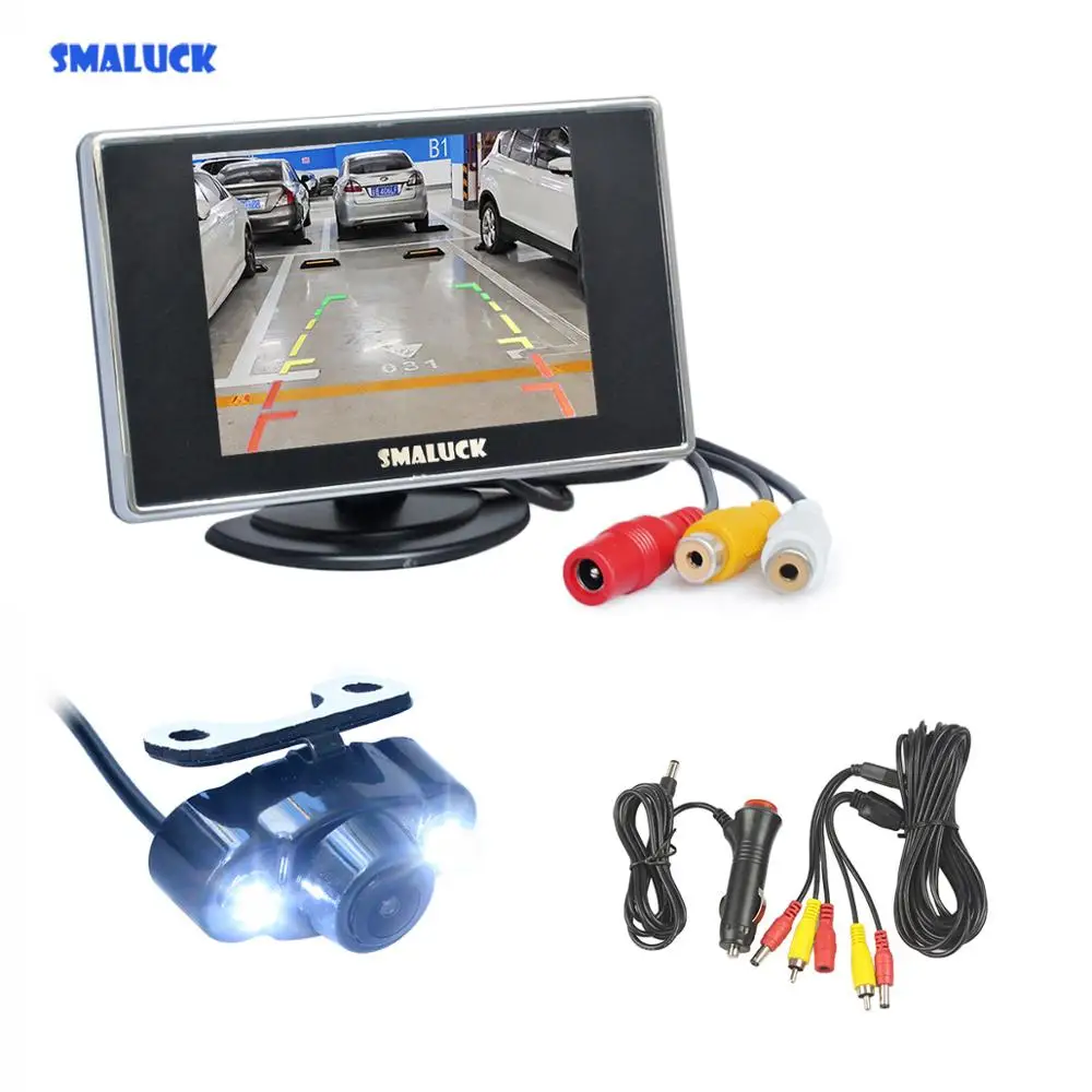 

SMALUCK 3.5" TFT LCD Car Monitor Rear View Monitor Reversing Car Backup LED Camera Parking Assistance System