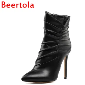 2020 Winter Pleated Fashion Ankle Boots Side Zipper Boots Women High Heel Black Botas Mujer Comfortable Boots 35-45 Size
2020 Winter Pleated Fashion Ankle Boots Side Zipper Boots Women High Heel Black Botas Mujer Comfortable Boots 35-45 Size