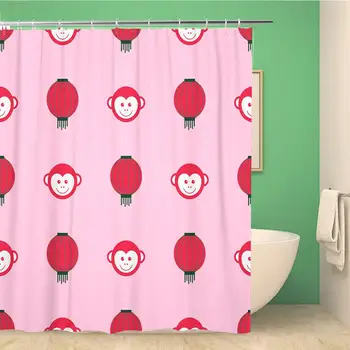Bathroom Shower Curtain Face Monkeys Happy New Year Red Chinese Lantern Geometric 72x78 inches Waterproof Bath Curtain Set with
Bathroom Shower Curtain Face Monkeys Happy New Year Red Chinese Lantern Geometric 72x78 inches Waterproof Bath Curtain Set with