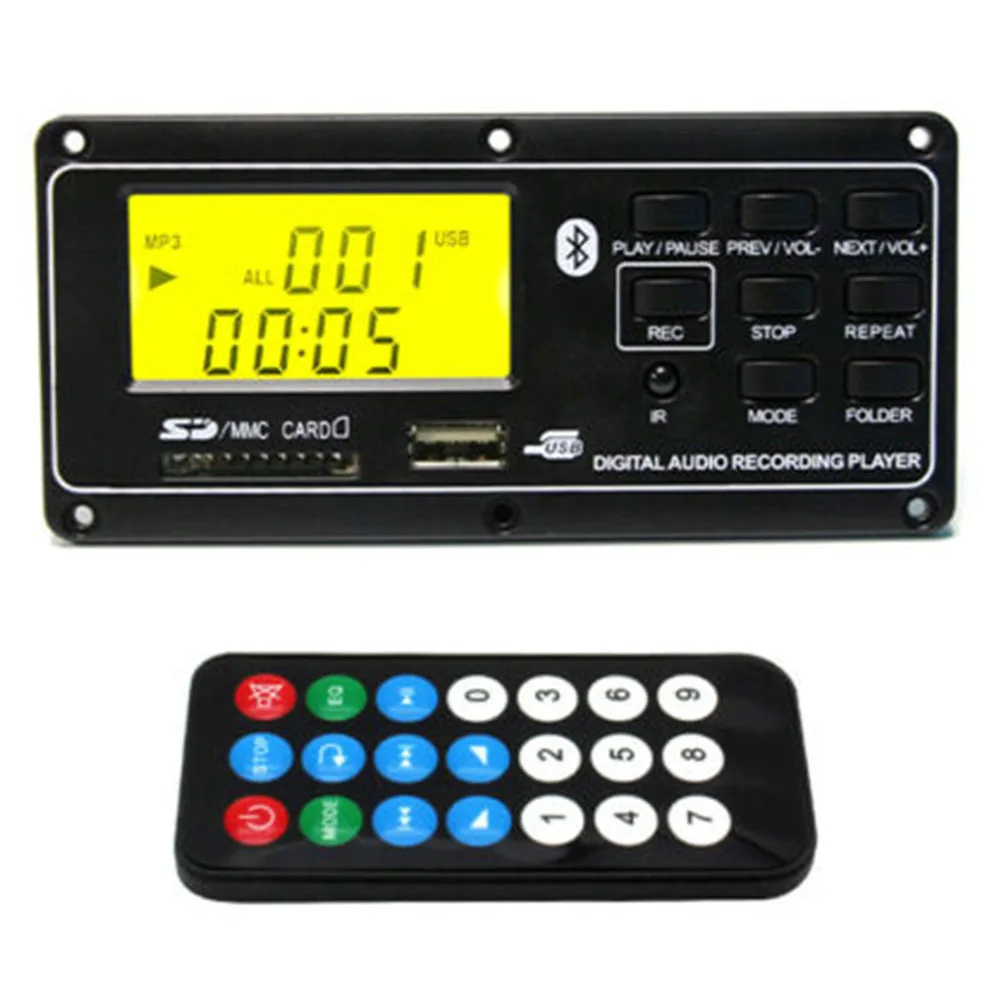 Bluetooth Board FM Aux Module Small Remote Control Led USB Card Accessories Audio Decoder Digital MP3 Player
Bluetooth Board FM Aux Module Small Remote Control Led USB Card Accessories Audio Decoder Digital MP3 Player
