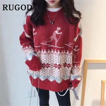 RUGOD Sweater women Korean chic christmas round neck knitted pullovers femle 2019 Vintege winter warm sweet oversized knitwear
RUGOD Sweater women Korean chic christmas round neck knitted pullovers femle 2019 Vintege winter warm sweet oversized knitwear