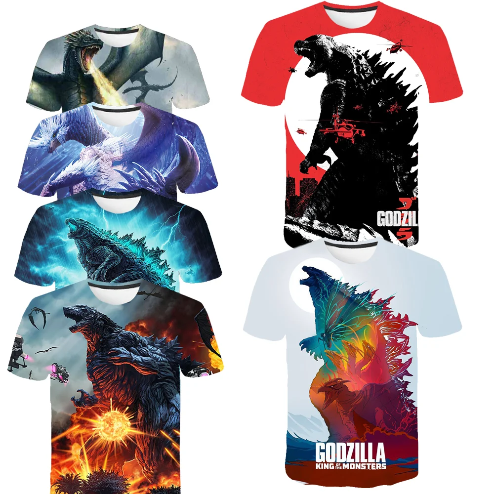 Дышащая и впитывающая Пот футболка Godzilla с короткими рукавами для мальчиков