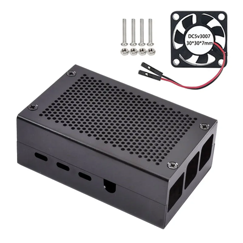 Raspberry Pi 4 Aluminum Case Metal Case with Cooling Fan for Raspberry Pi 4 Model B (Only for Pi 4B)
Raspberry Pi 4 Aluminum Case Metal Case with Cooling Fan for Raspberry Pi 4 Model B (Only for Pi 4B)