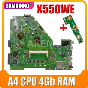 AKEMY X550WE Laptop motherboard For Asus X550W X550WE X550W D552W X552WE original mainboard A4 CPU 4Gb RAM
AKEMY X550WE Laptop motherboard For Asus X550W X550WE X550W D552W X552WE original mainboard A4 CPU 4Gb RAM