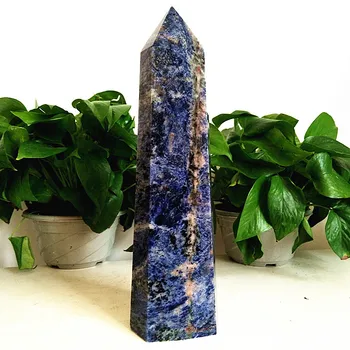 A natural blue Sodalite crystal wand points decorated with obelisk energy healing crystals Oversized stone towers
A natural blue Sodalite crystal wand points decorated with obelisk energy healing crystals Oversized stone towers