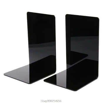

2Pcs Black Acrylic Bookends L-shaped Desk Organizer Desktop Book Holder School Stationery Office Accessories O09 20 Dropship