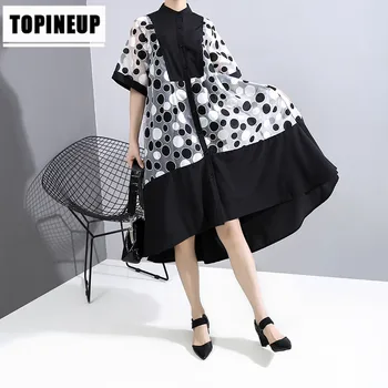 Summer New Design Long Large Size Polka Dot Loose Dress Lapel Short Sleeve Over Knee Dresses For Ladies Comfortable Popular
Summer New Design Long Large Size Polka Dot Loose Dress Lapel Short Sleeve Over Knee Dresses For Ladies Comfortable Popular