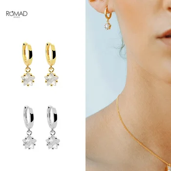 ROMAD Star Zircon Dangle Hoop Earrings for Women Exquisite Star 925 Sterling Silver Earrings for Bridal Wedding Jewelry kolczyki 
ROMAD Star Zircon Dangle Hoop Earrings for Women Exquisite Star 925 Sterling Silver Earrings for Bridal Wedding Jewelry kolczyki