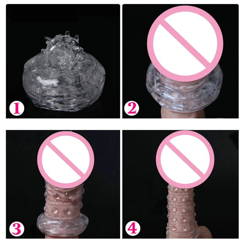 Manchon d'extension d'agrandissement du pénis réutilisable pour hommes, jouets sexuels pour couples, retard de scooters épais, produits sexuels 4