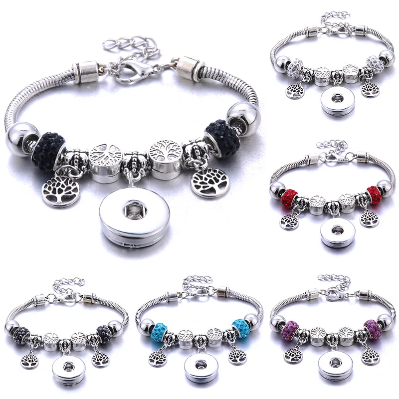 2019 New Tree Snap Button Bracelet Silver Lobster Buckle Snake Chain Bangles Beaded Snap Bracelet Fit 18MM Snap Jewelry
2019 New Tree Snap Button Bracelet Silver Lobster Buckle Snake Chain Bangles Beaded Snap Bracelet Fit 18MM Snap Jewelry