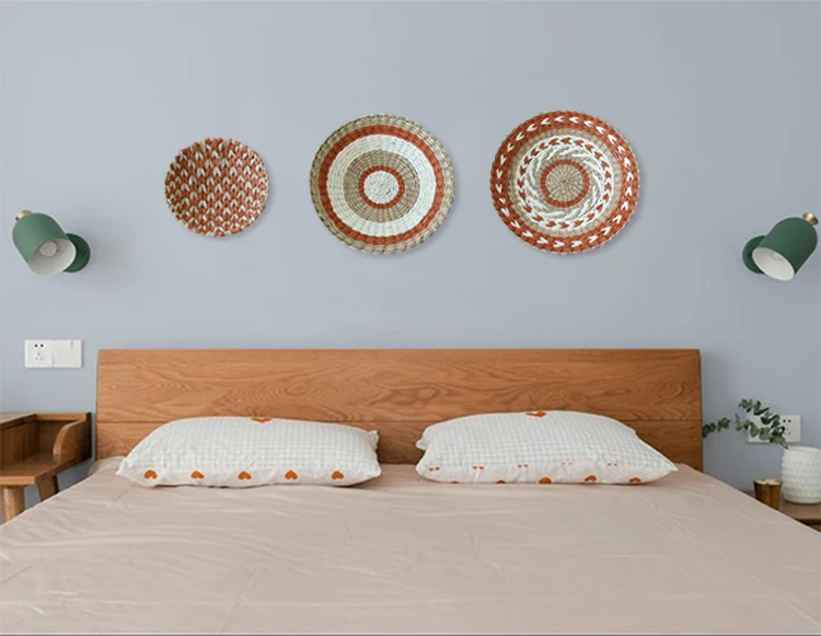 Generic Nordic Style Round Rattan Wall Decor Vintage Rattan Wall Basket