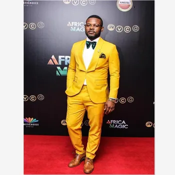 Costume Homme Mens Suits (Jacket+Pants) Yellow Groom Tuxedos Shawl Lapel Wedding Tuxedo Fashion Blazer Dinner/Darty 
Costume Homme Mens Suits (Jacket+Pants) Yellow Groom Tuxedos Shawl Lapel Wedding Tuxedo Fashion Blazer Dinner/Darty