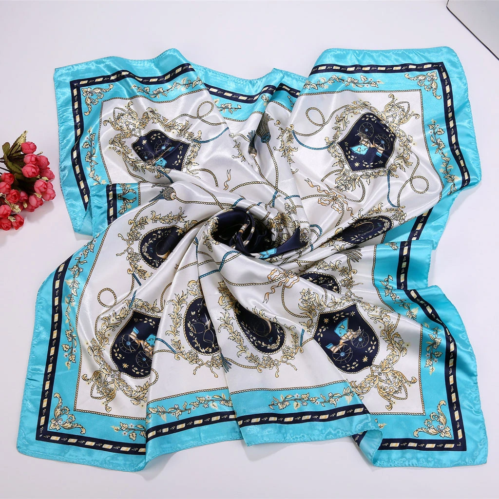 90X90cm Twill Square Scarf Hair Tie Women Elegant Small Vintage Skinny Retro Head Neck Silk Scarf Scarves Foulard 919