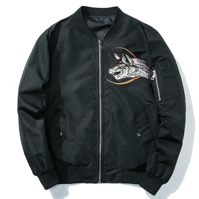 Bomber Jacket Embroidery Mens Wolf Air Force Pilot Jacket Male Spring Autumn Baseball Jacket Motorcycle Coat Hip Hop Streetwear Bomber Jacket Embroidery Mens Wolf Air Force Pilot Jacket Male Spring Autumn Baseball Jacket Motorcycle Coat Hip Hop Streetwear