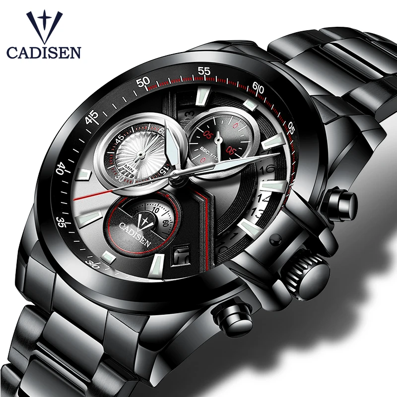 

CADISEN Watch Men Top Brand Luxury Military Army Sports Casual Waterproof Mens Fashion Watch Quartz Stainless Steel Wristwatch