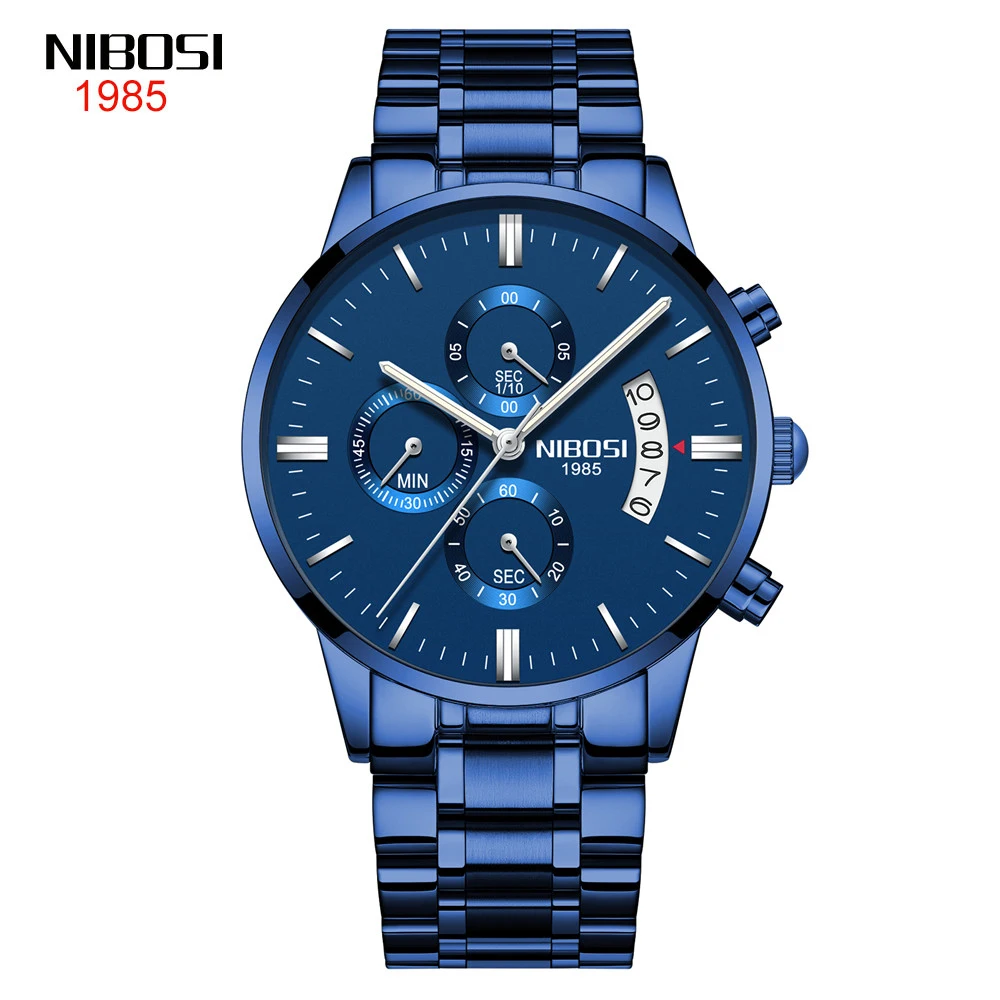 Мужские часы от ведущего бренда NIBOSI роскошные мужские синие военные спортивные