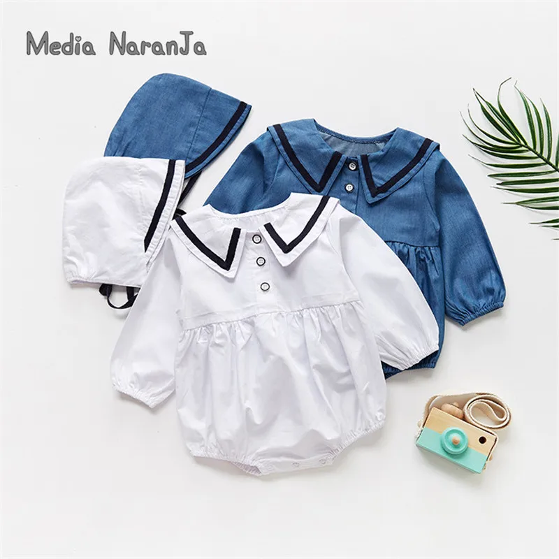 2019 autumn new baby girl simple long-sleeved cotton baby robes navy style romper with hat
2019 autumn new baby girl simple long-sleeved cotton baby robes navy style romper with hat