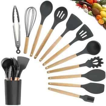 Kitchen Utensil Set Silicone Cooking Utensils for Nonstick Cookware Kitchen Tool Wooden Handle Spatula Soup Spoon Brush Ladle
Kitchen Utensil Set Silicone Cooking Utensils for Nonstick Cookware Kitchen Tool Wooden Handle Spatula Soup Spoon Brush Ladle