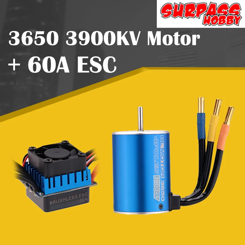 SURPASS HOBBY 3650 2050KV/2300KV/3100KV/3900KV Brushless Sensorless Motor 5mm+60A ESC For 1/10 RC Bigfoot Car Truck
SURPASS HOBBY 3650 2050KV/2300KV/3100KV/3900KV Brushless Sensorless Motor 5mm+60A ESC For 1/10 RC Bigfoot Car Truck