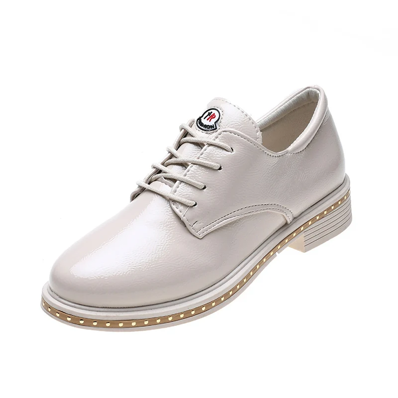 

New Nice Casual Shoes Lace Up Women Shoes Retro Brogues British Style Oxford Shoes Women Autumn Leather Oxfords Low Heels