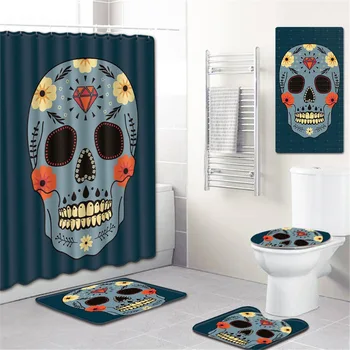Skull Bathroom Shower Curtain Non-Slip Mat Toilet Cover Mat Non-Slip Kitchen Pad Five-Piece Carpet
Skull Bathroom Shower Curtain Non-Slip Mat Toilet Cover Mat Non-Slip Kitchen Pad Five-Piece Carpet