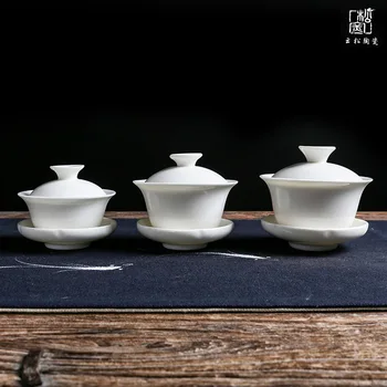 Ceramic Whiteware Cover Bowl Kung Fu Tea Set Small Number Three-Force Tea Bowl Jade Porcelain Gift Ceramic Cup with Cover Gaiwan
Ceramic Whiteware Cover Bowl Kung Fu Tea Set Small Number Three-Force Tea Bowl Jade Porcelain Gift Ceramic Cup with Cover Gaiwan