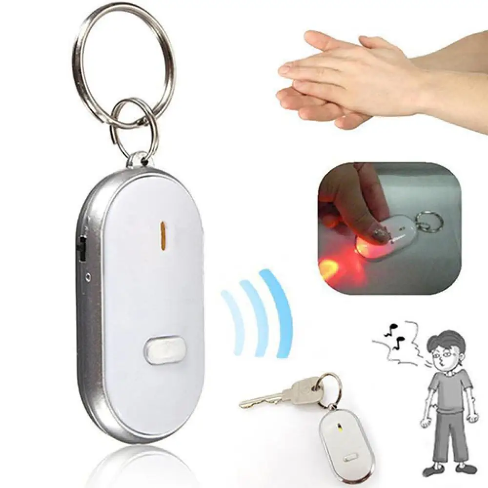 

80% Hot Sales!! Anti-Lost LED Key Finder Find Locator Keychain Whistle Beeped Sound Control Torch