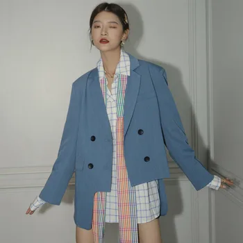 LANMREM 2020 autumn asymmetric fashionable women's blue preppy Korean Style New double-breasted design small suit coat 2A598
LANMREM 2020 autumn asymmetric fashionable women's blue preppy Korean Style New double-breasted design small suit coat 2A598