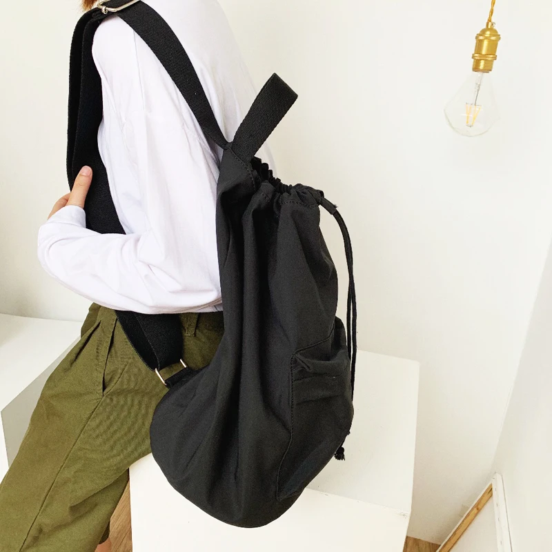 Повседневная холщовая женская сумка-мешок в Корейском стиле дамские сумочки на