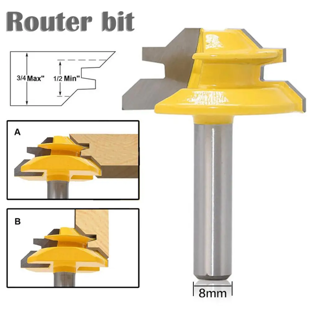 45 Degree Milling Cutter Router Bit Set Wood Cutter Carbide 8mm Shank Mill Woodworking Trimming Straight Carving Cutting Tools
45 Degree Milling Cutter Router Bit Set Wood Cutter Carbide 8mm Shank Mill Woodworking Trimming Straight Carving Cutting Tools