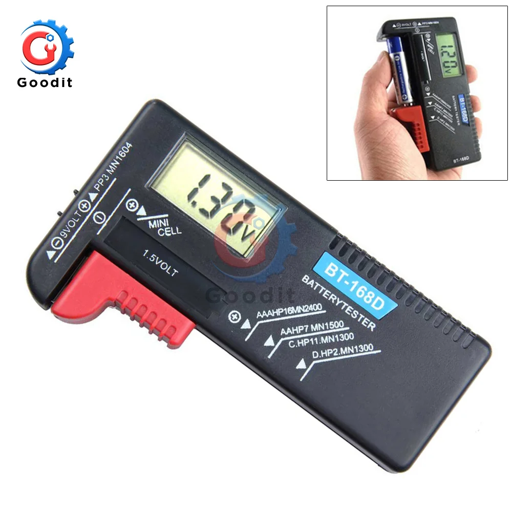 BT-168D Universal Digital LCD AA/AAA/C/D/9V/1.5V Button Cell Battery Volt Digital Battery Capacity Tester Smart Electronic
BT-168D Universal Digital LCD AA/AAA/C/D/9V/1.5V Button Cell Battery Volt Digital Battery Capacity Tester Smart Electronic