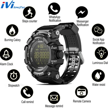 iviLongTail EX16 Smart Watch Bluetooth Clock Notification Remote Control Pedometer Sport Watch IP67 Waterproof Men's Wristwatch
iviLongTail EX16 Smart Watch Bluetooth Clock Notification Remote Control Pedometer Sport Watch IP67 Waterproof Men's Wristwatch
