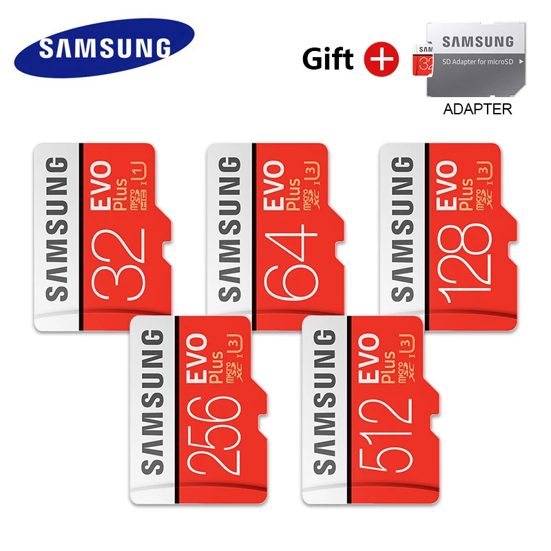 

SAMSUNG Microsd 100% Original Genuine 256G 128GB 64GB 32GB 16GB 8GB Memory Card Class10 SDXC Grade EVO Plus Micro TF SD Cards