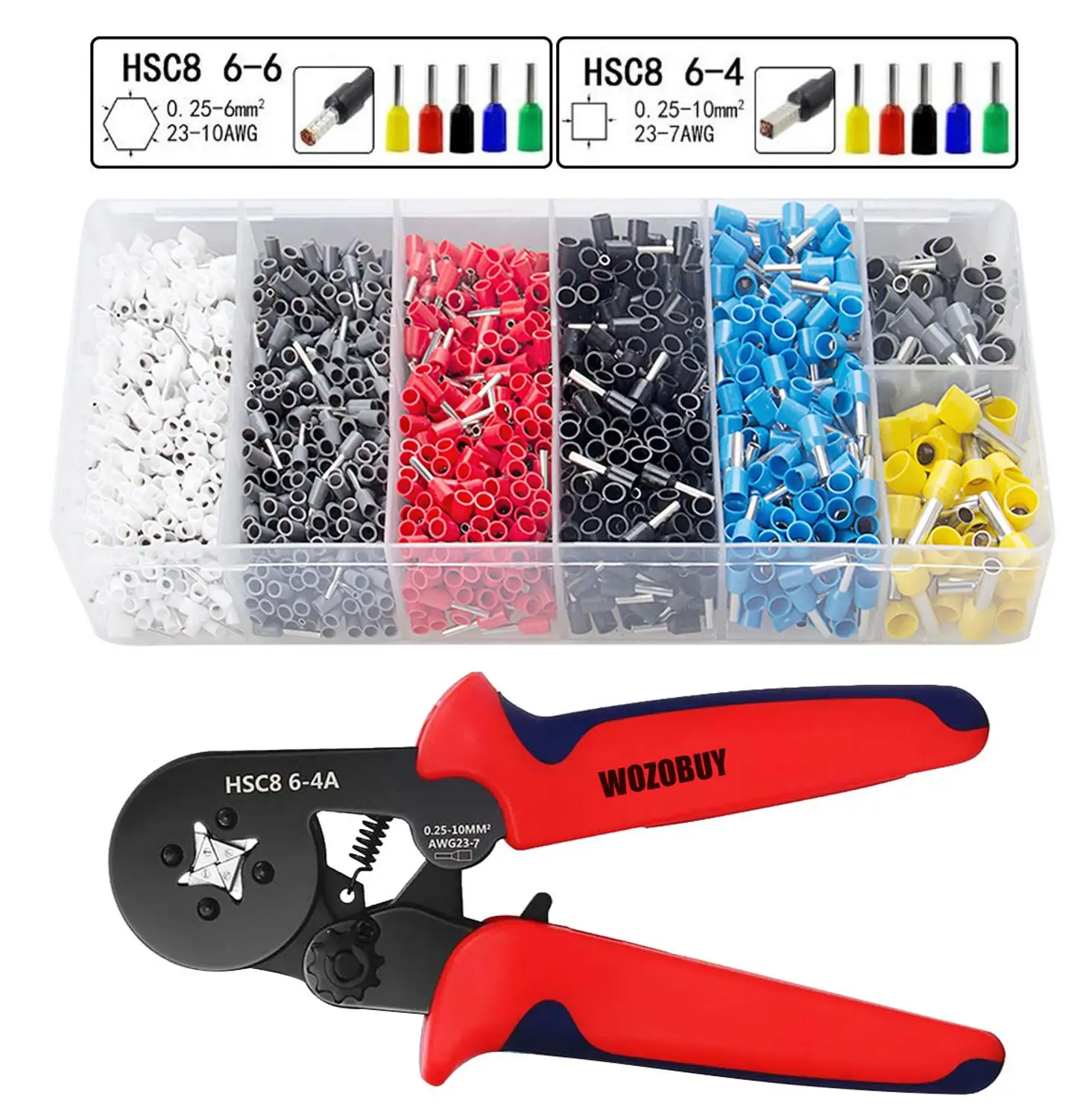 Ferrule Crimping Tool Kit, AWG23-7 Self-adjustable Ratchet Wire Crimping Tool Kit Crimper Plier Set with 2000PCS Wire Terminals
Ferrule Crimping Tool Kit, AWG23-7 Self-adjustable Ratchet Wire Crimping Tool Kit Crimper Plier Set with 2000PCS Wire Terminals