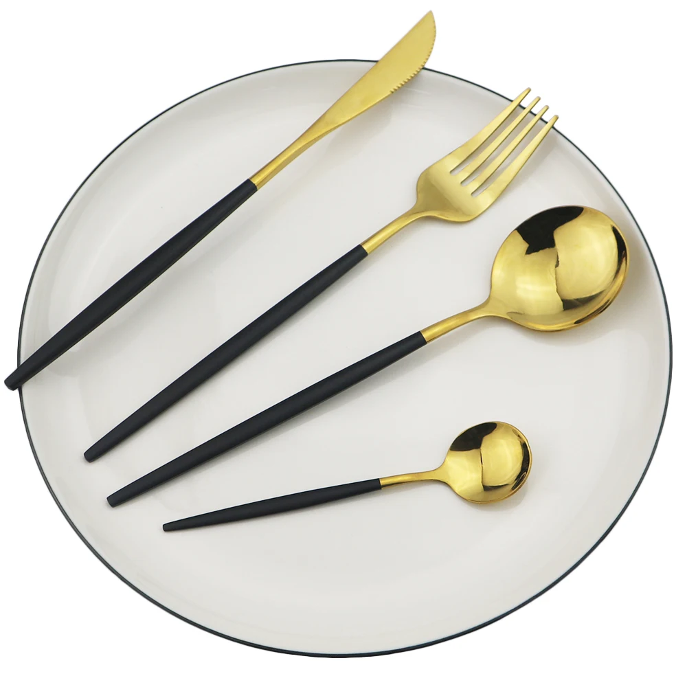 Gold Black Dinnerware Set 304 Stainless Steel Cutlery Set Knife Fork Spoon Dinner Set Kitchen Tableware Silverware With Gift Box
Gold Black Dinnerware Set 304 Stainless Steel Cutlery Set Knife Fork Spoon Dinner Set Kitchen Tableware Silverware With Gift Box