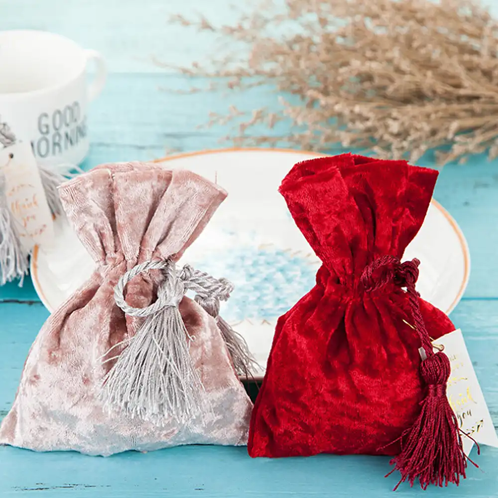 11x14cm red velvet bags drawstring gift bags for wedding gift