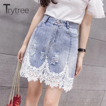 Trytree 2020 Spring Women Casual Skirt Pockets Button Patchwork Lace A-line Fashion Cowboy Skirt Mini All-Purpose Style Skirt 
Trytree 2020 Spring Women Casual Skirt Pockets Button Patchwork Lace A-line Fashion Cowboy Skirt Mini All-Purpose Style Skirt