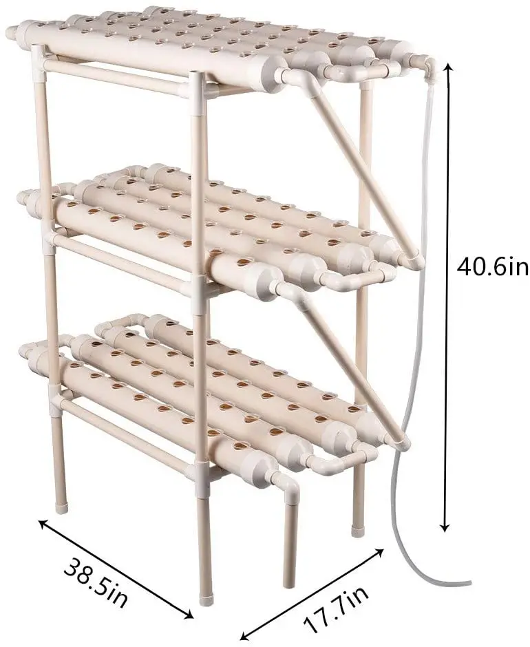 

New and Strong PVC Pipes 3 Layers 108 Plant Sites NFT Hydroponic Growing System Vertical Planter Kit for Vegetables Strawberry