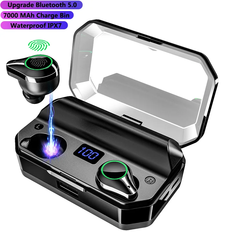 T9 Bluetooth Earphone TWS True Wireless Stereo Earbuds LED Digital Display with 7000 MAh Charging Box Power Bank
T9 Bluetooth Earphone TWS True Wireless Stereo Earbuds LED Digital Display with 7000 MAh Charging Box Power Bank