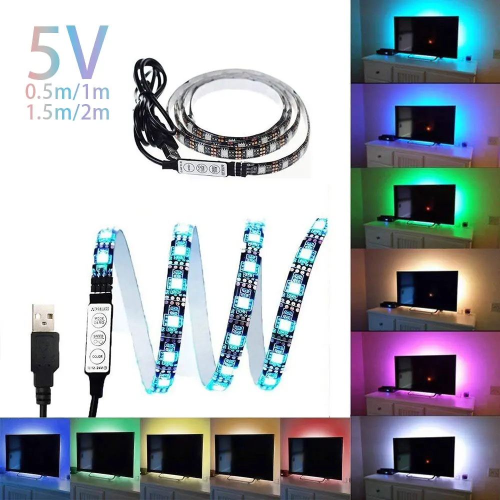 USB Waterproof LED Strip Lamp DC5V 3-Key Remote Contorl Flexible Light Lamp 5050RGB Desk Decor Screen TV Background Lighting 
USB Waterproof LED Strip Lamp DC5V 3-Key Remote Contorl Flexible Light Lamp 5050RGB Desk Decor Screen TV Background Lighting