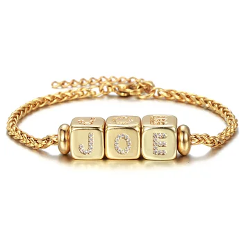 A-Z Initial Letter Bracelet for Women Men Cube CZ Micro Pave Copper Charms 3mm Wheat Chain Bracelet DIY Name Jewelry Gifts DB297 
A-Z Initial Letter Bracelet for Women Men Cube CZ Micro Pave Copper Charms 3mm Wheat Chain Bracelet DIY Name Jewelry Gifts DB297