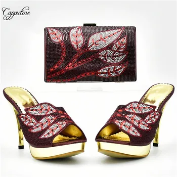 Fashion wine thin high heel party shoes with evening handbag set with stones for lady XY06, heel height 10cm
Fashion wine thin high heel party shoes with evening handbag set with stones for lady XY06, heel height 10cm