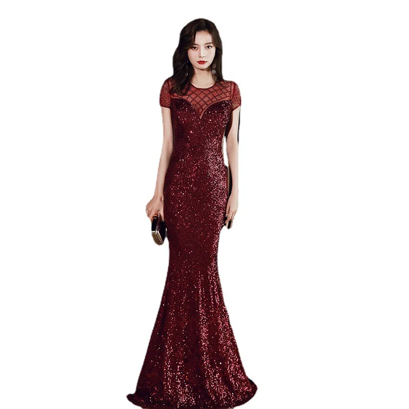 Burgundy Elegant Evening Dress O-Neck Short Sleeves Simple Mermaid Pleat Floor-length Plus size Women Formal Party Dresses C1189
Burgundy Elegant Evening Dress O-Neck Short Sleeves Simple Mermaid Pleat Floor-length Plus size Women Formal Party Dresses C1189