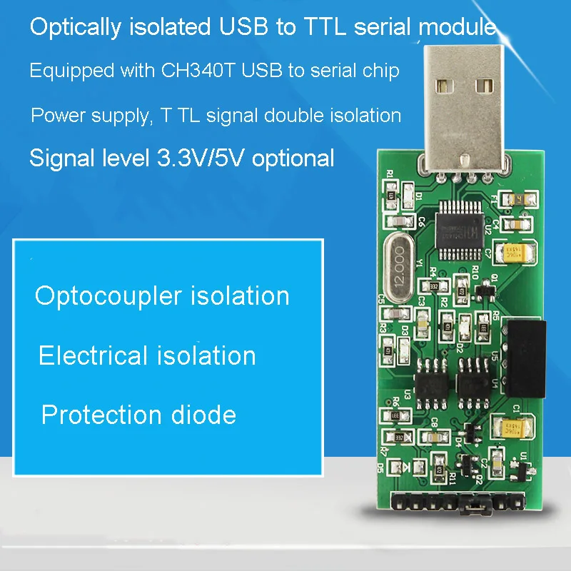 High-speed Optocoupler Isolated USB to TTL Serial Port Power Optocoupler Isolation 3.3V 5V TTL Output Module
High-speed Optocoupler Isolated USB to TTL Serial Port Power Optocoupler Isolation 3.3V 5V TTL Output Module
