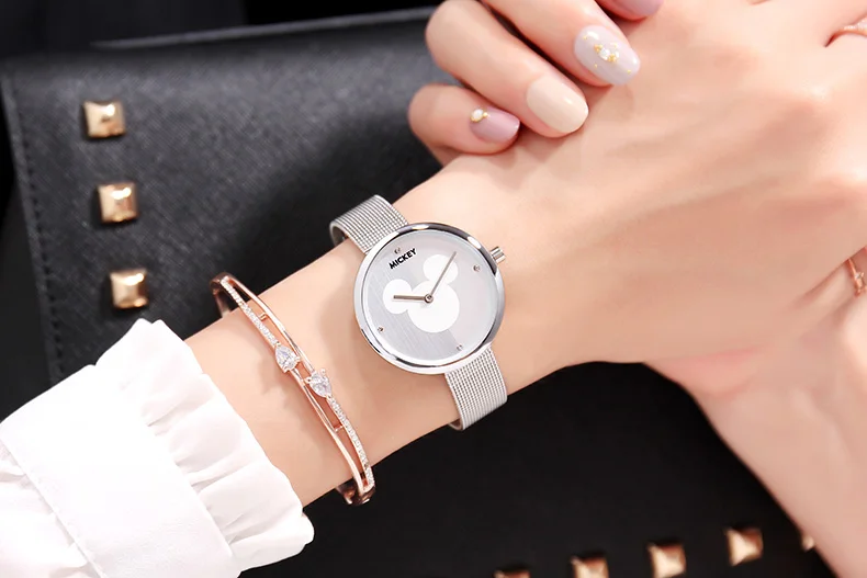 Disney brand original MickeyMouse Women's Watches Leather Strap Gift Box Ladies Rose Gold Black Quartz Clocks Waterproof Religio Disney brand original MickeyMouse Women's Watches Leather Strap Gift Box Ladies Rose Gold Black Quartz Clocks Waterproof Religio