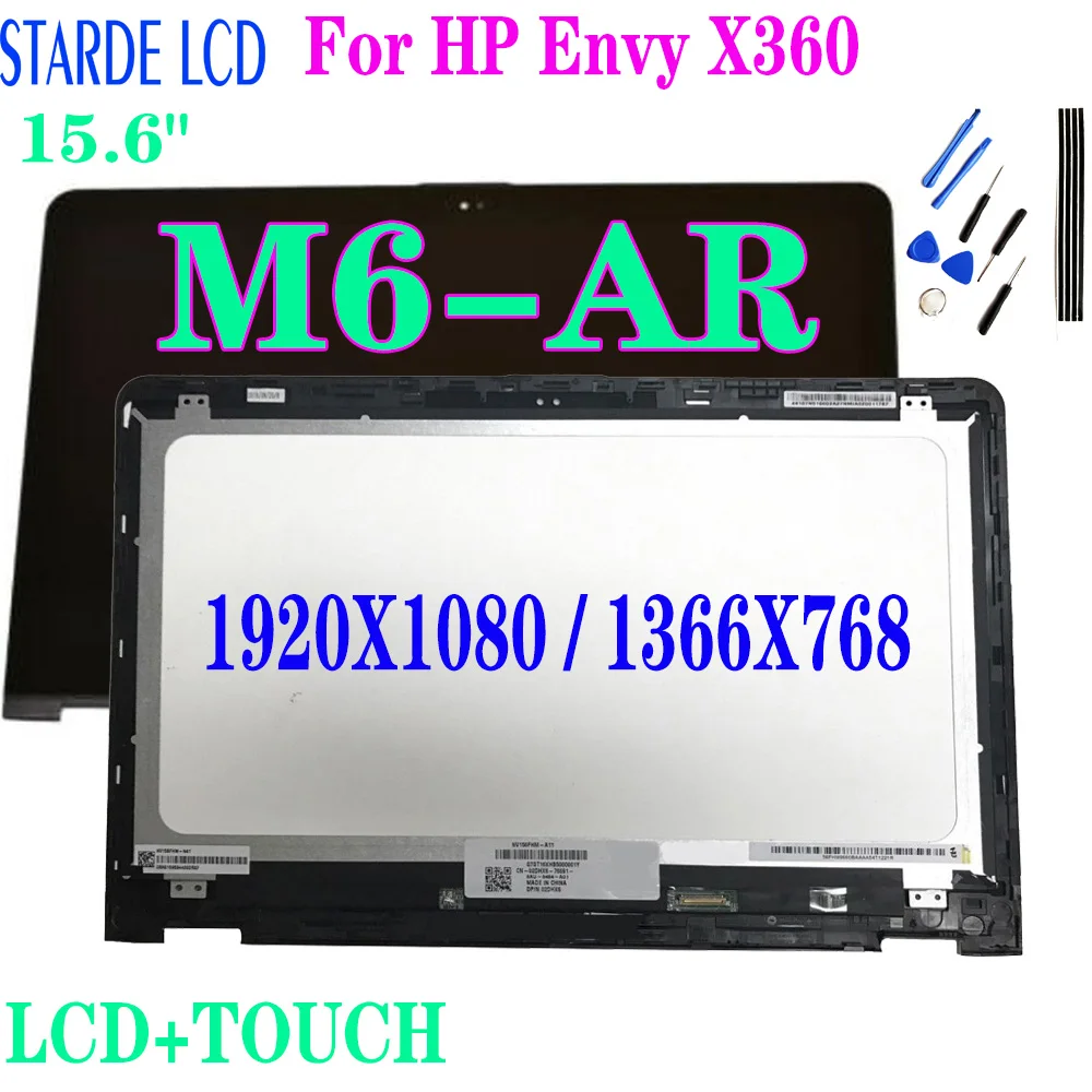 

Starde 15.6" LCD X360 15-AR For HP Envy X360 M6-AR Series M6 AR LCD Display Touch Screen Assembly Frame 1920X1080 1366X768