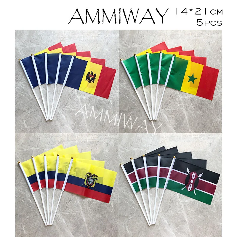 AMMIWAY 14x21 см 5 шт. молдавские сенегалские флаги развевающиеся вручную с пластиковые