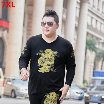 Men's Spring Autumn Trend Youth Long Sleeve V-neck Extra Large Embroidered T-shirt Super Extra Large Loose Tide 
Men's Spring Autumn Trend Youth Long Sleeve V-neck Extra Large Embroidered T-shirt Super Extra Large Loose Tide